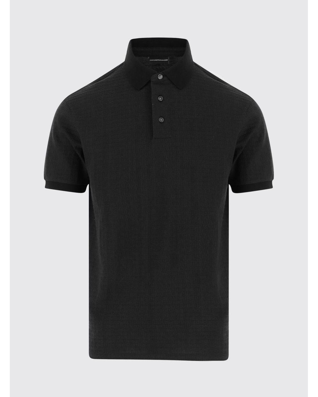 Emporio Armani Black Short-Sleeved Cotton Piqué Polo Shirt for men