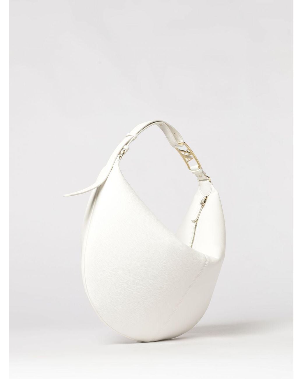 ARMANI EXCHANGE White Grained Faux Leather Hobo Bag