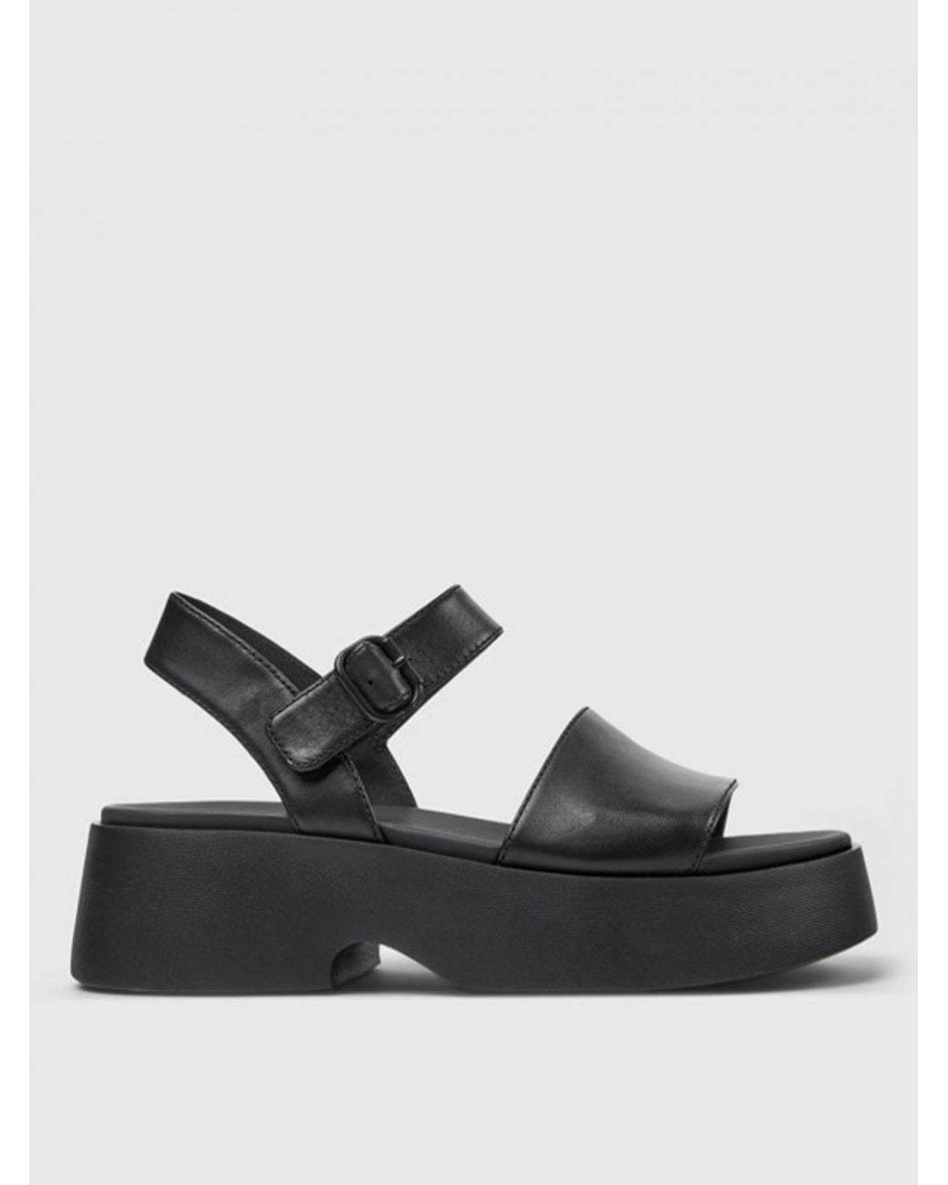Camper Black Tasha Platform Sandal Leather