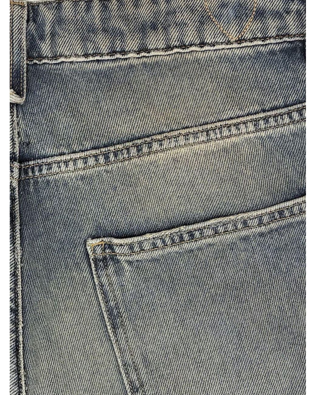 HTC Blue Mid-Rise Wide-Leg Jeans