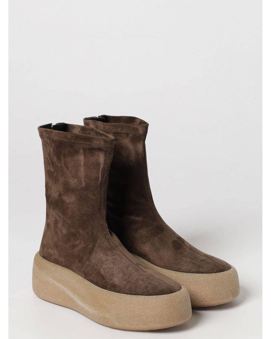 Vic Matié Brown Vic MatiÉ Suede Ankle Boots With A Platform Sole And Back Zip