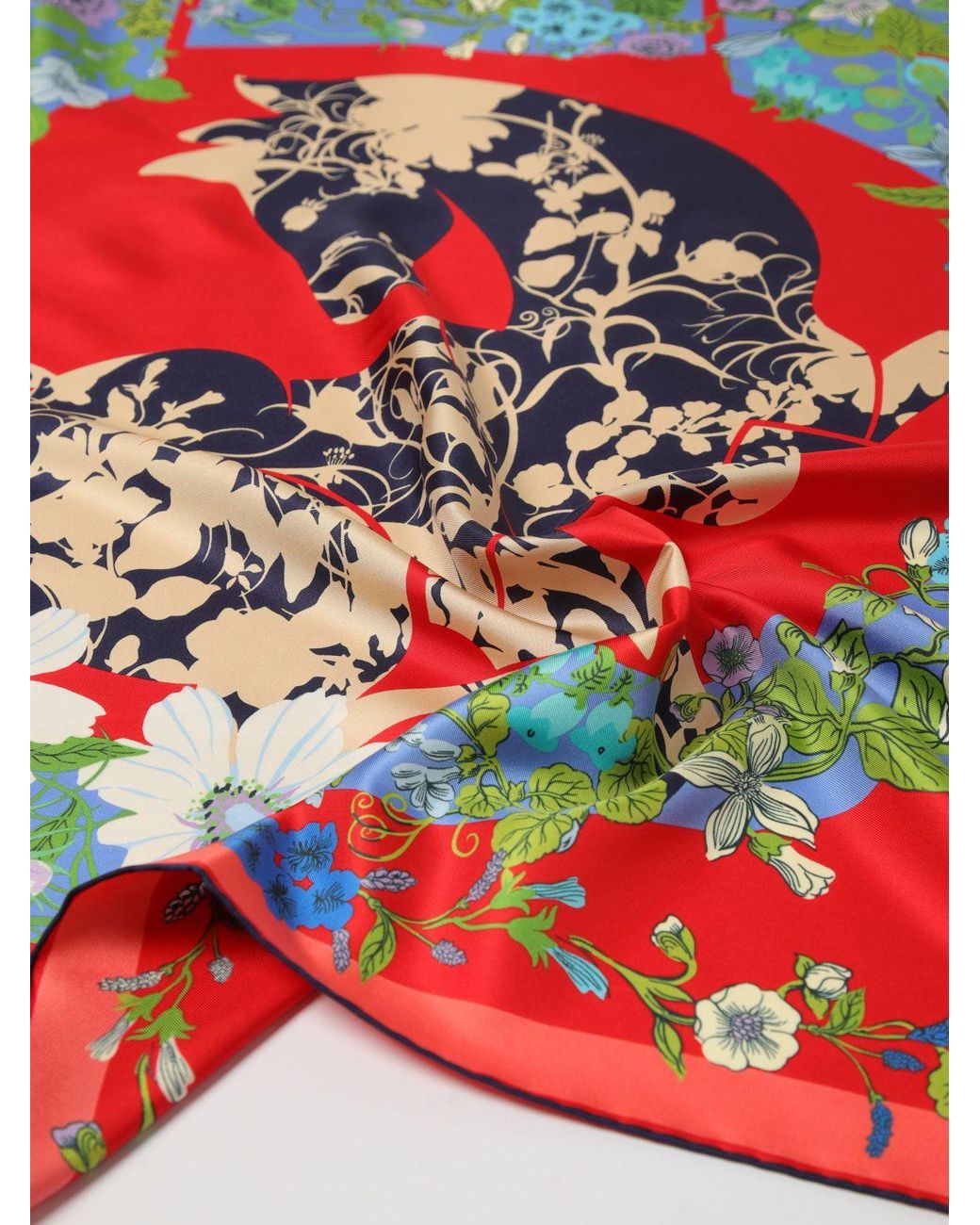 Ferragamo Red Pegasus Print Silk Foulard