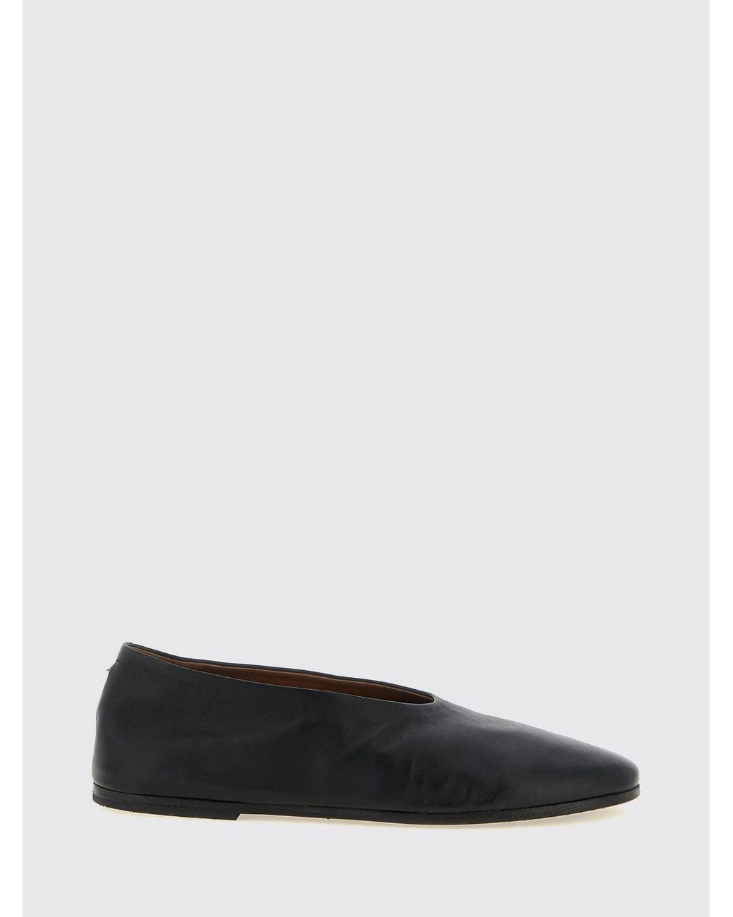 Marsèll White Coltellaccio Smooth Calf Leather Ballet Flats With Leather Sole