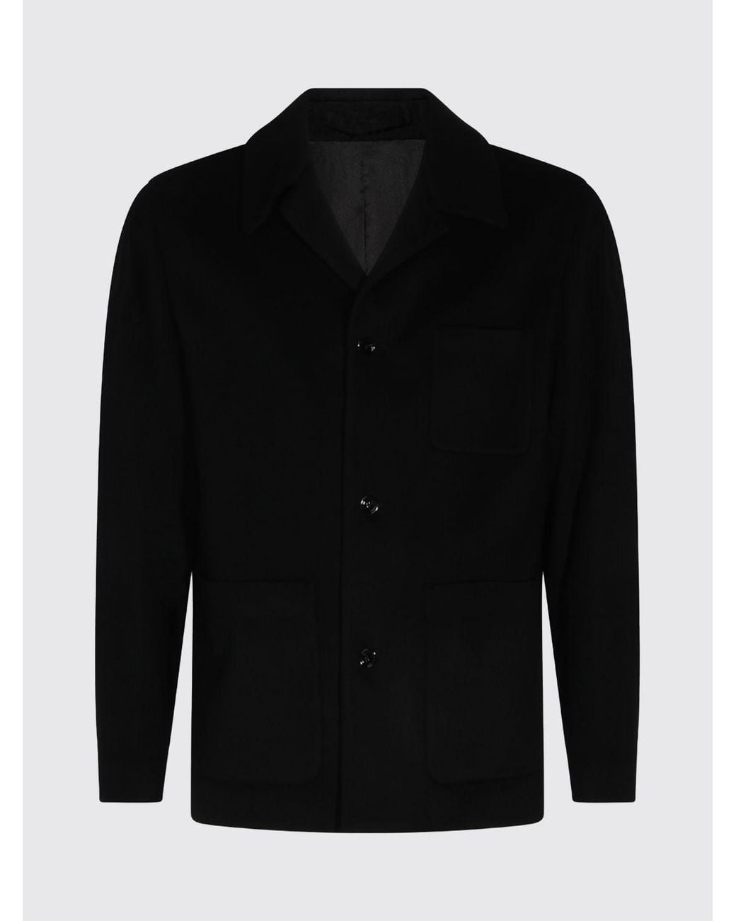 Lardini Blue Pure Cashmere Shirt Jacket With Patch Pockets And Classic Collar for men