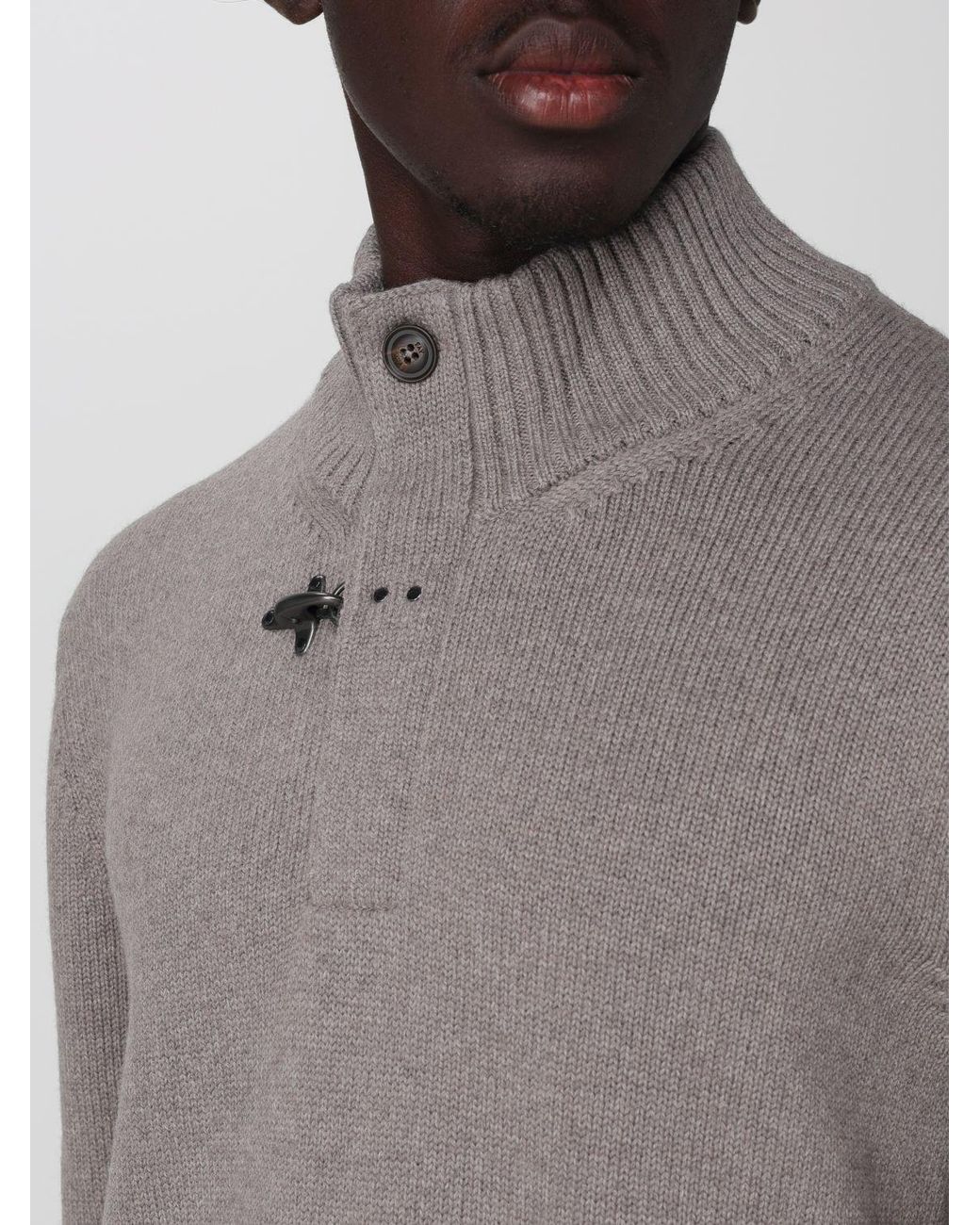 Fay Gray Wool Long-Sleeved Turtleneck With Iconic Toggle Fastening for men
