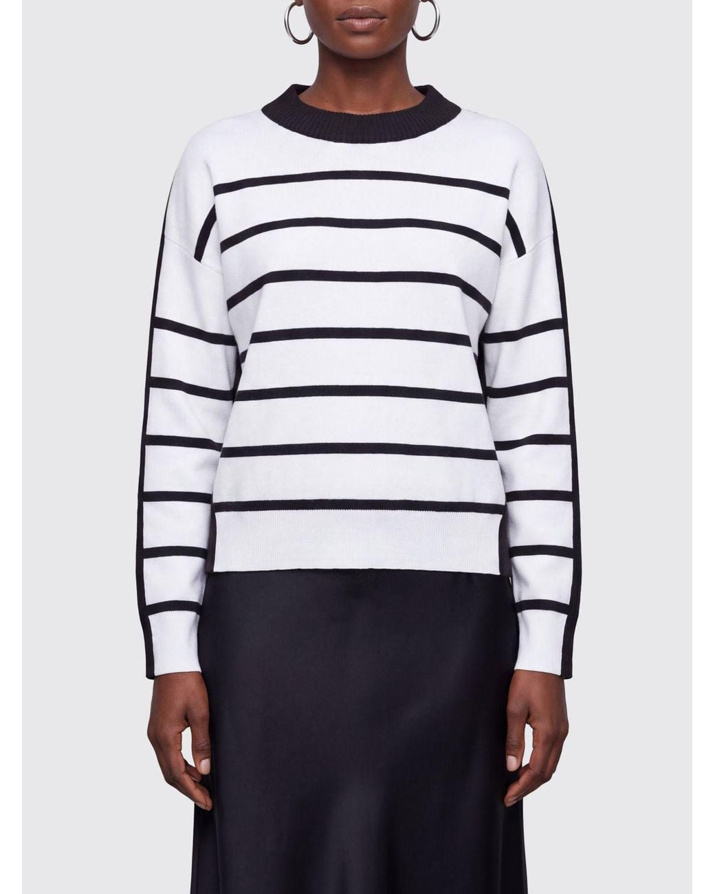 Mrz Blue Striped Virgin Wool And Cashmere Crewneck Jumper