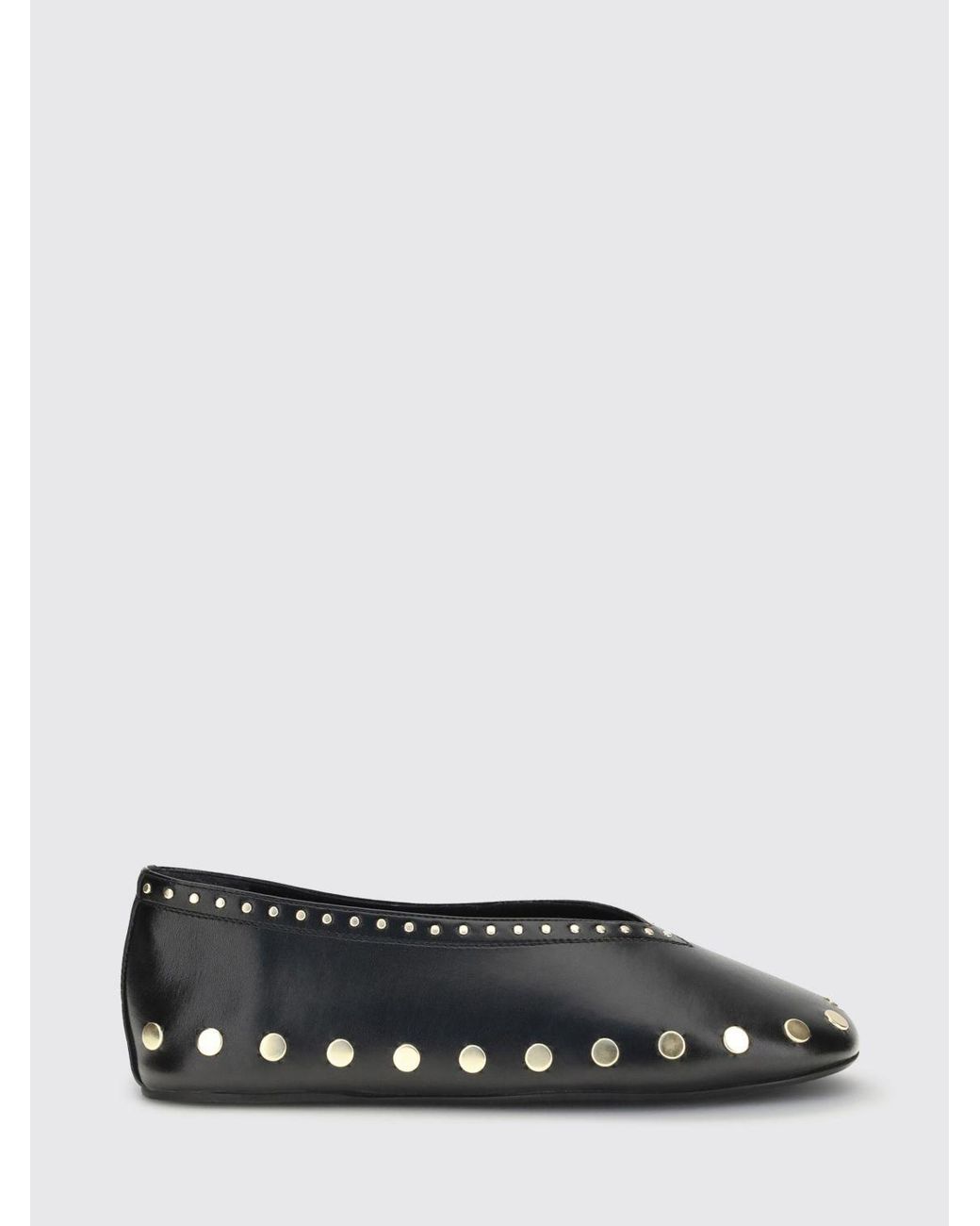 Ganni White Jenny Studded Polyurethane Blend Ballerina