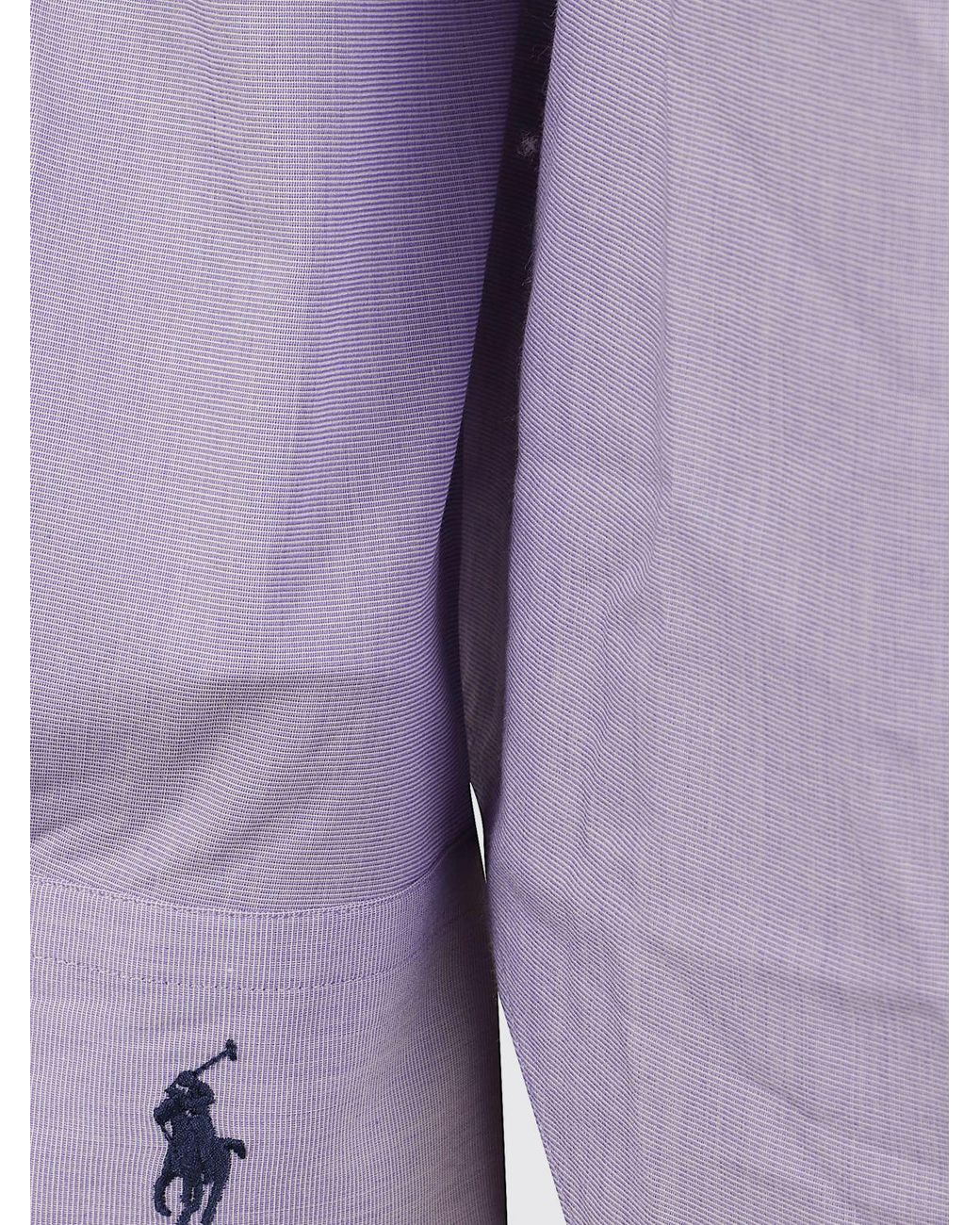 Polo Ralph Lauren Purple Slim Fit Cotton Shirt With Embroidered Pony Logo