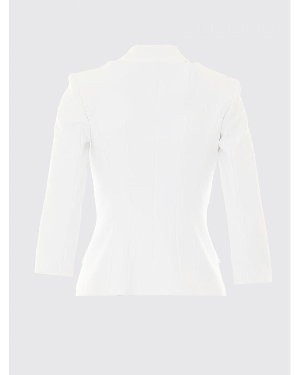 Elisabetta Franchi White Slim Fit Double-Breasted Blazer With Padded Shoulders