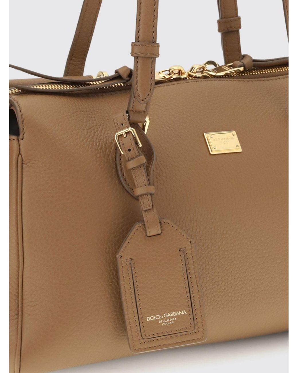 Dolce & Gabbana Natural Dolce &Amp Gabbana Vittoria Grained Calfskin Shoulder Bag