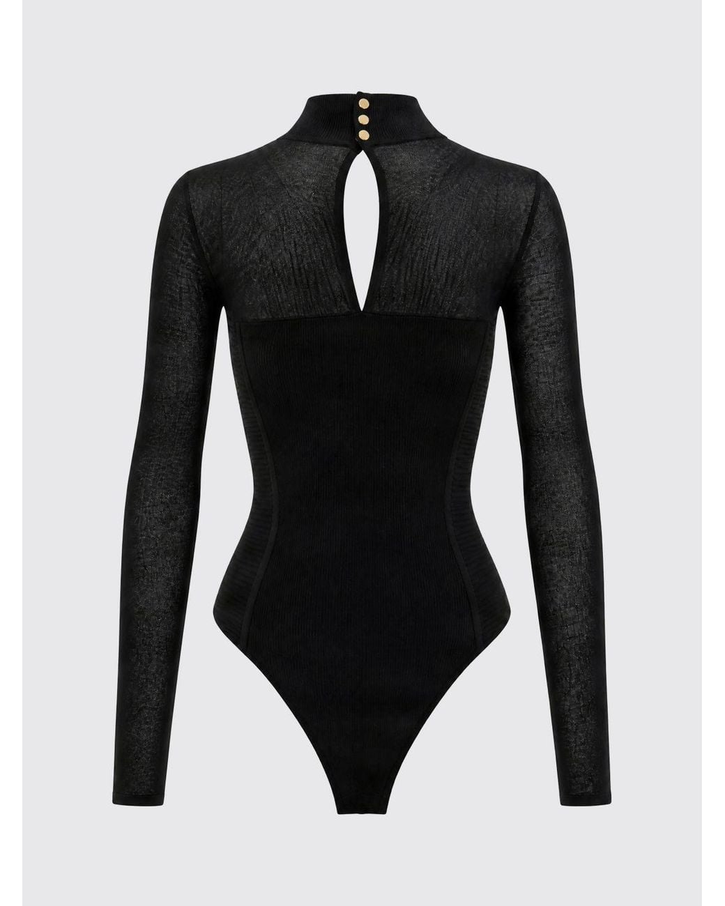 Elisabetta Franchi Black Slim Fit Stretch-Viscose Long-Sleeved Turtleneck Bodysuit
