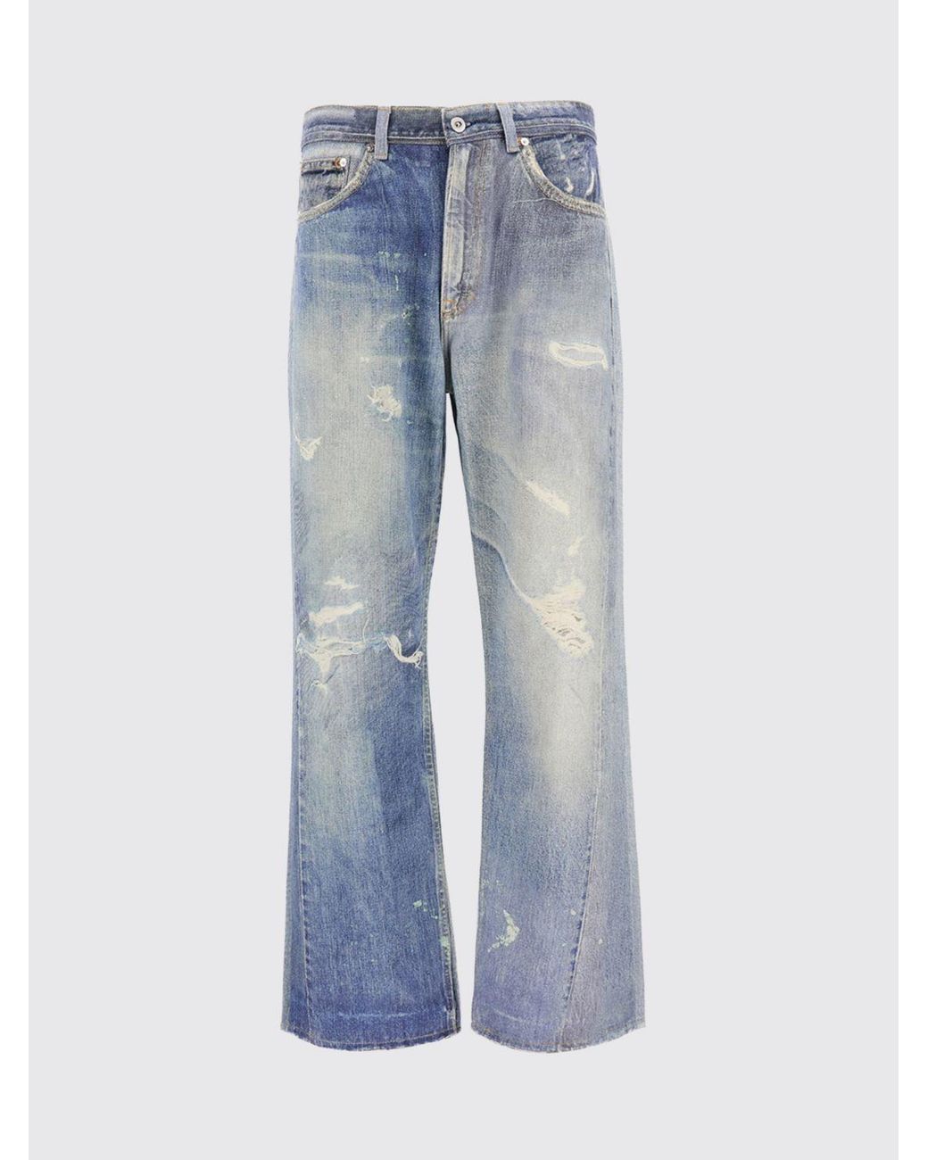 Our Legacy Blue Wide-Leg Denim Jeans With Trompe-L'Œil Design for men