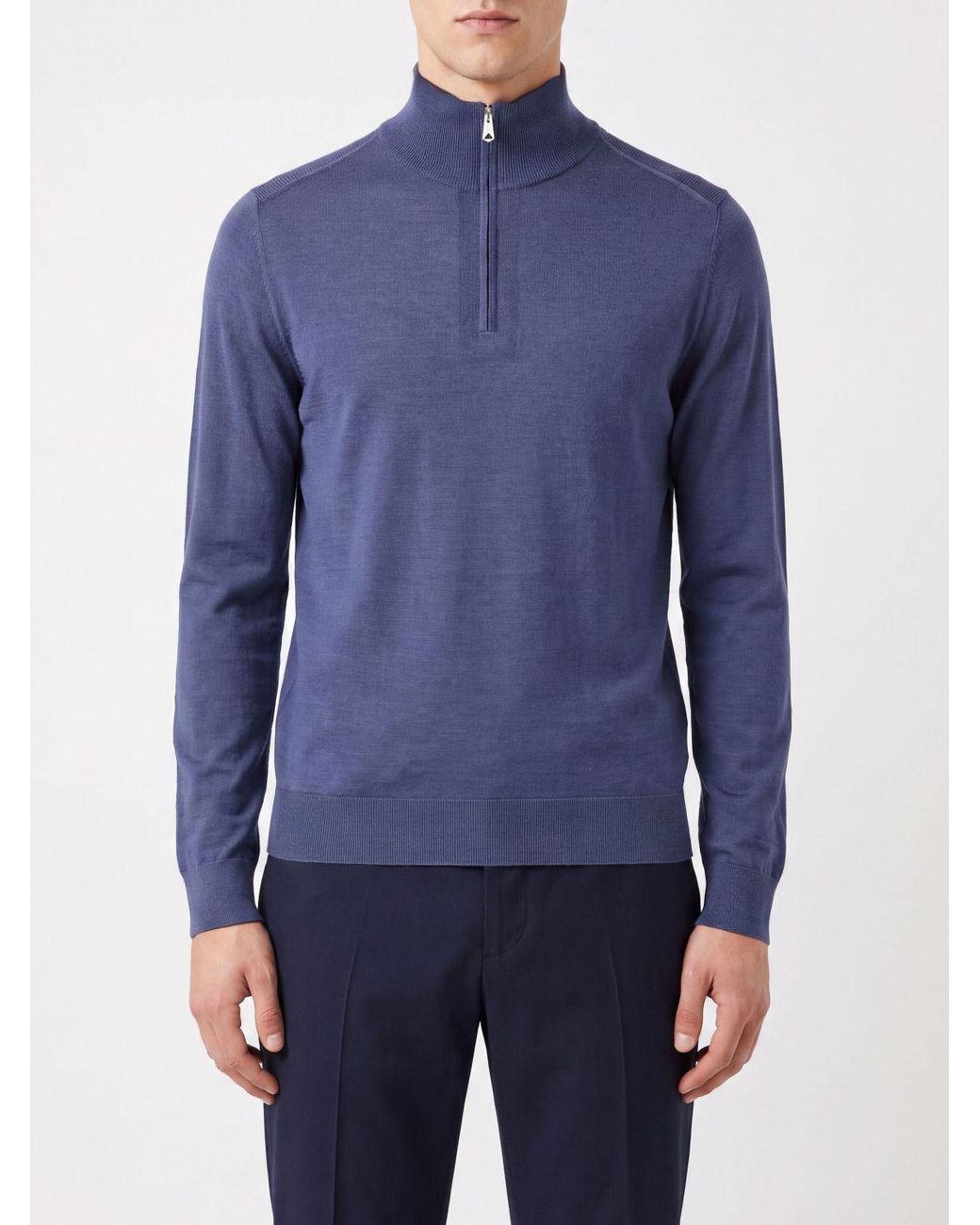 Paul Smith Blue Pure Merino Wool Half-Zip Turtleneck Jumper for men