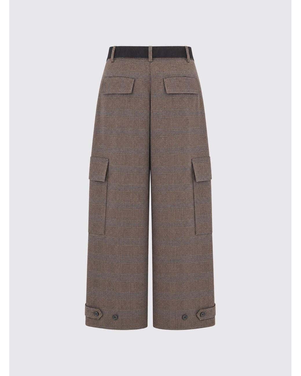 P.A.R.O.S.H. Brown Riley High-Waisted Prince Of Wales Wool P.A.R.O..H. Cargo Trousers