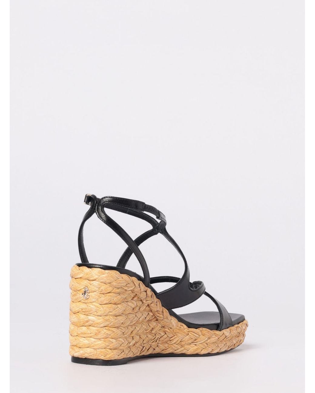 Jimmy Choo Black Ayla Leather Wedge Sandal