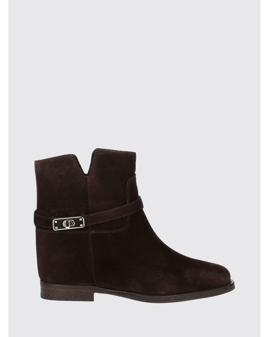 Via Roma 15 Black Suede Texan Ankle Boots With Wedge Heel