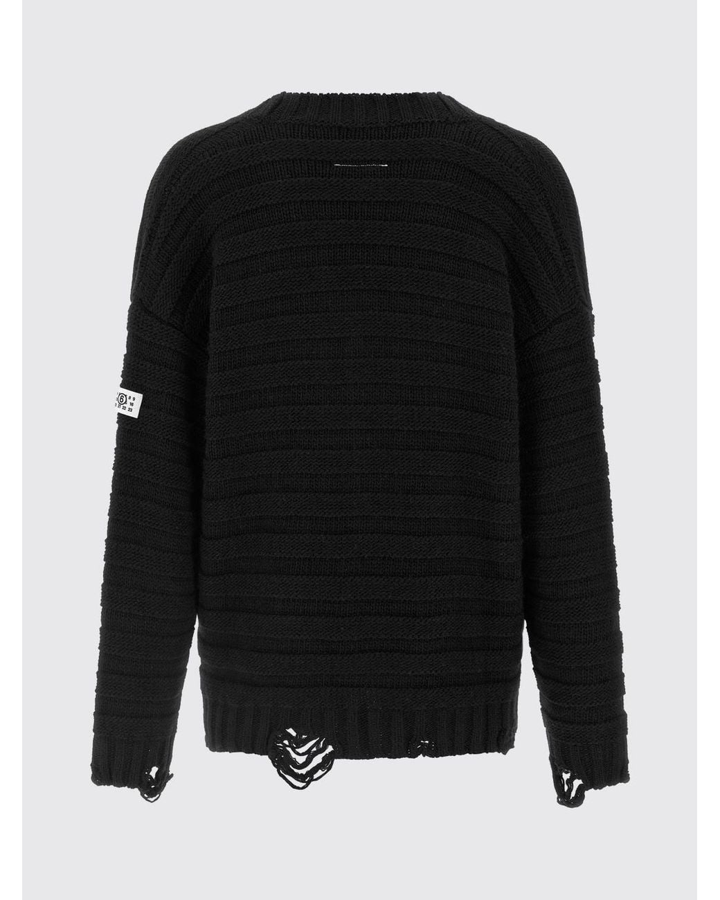 MM6 by Maison Margiela Blue Relaxed Fit Distressed-Effect Wool-Blend Cardigan for men