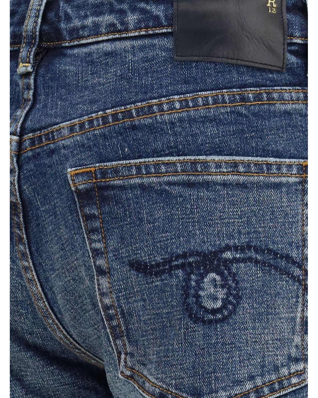R13 Blue Effie High-Waisted Straight-Leg Cotton Denim Jeans
