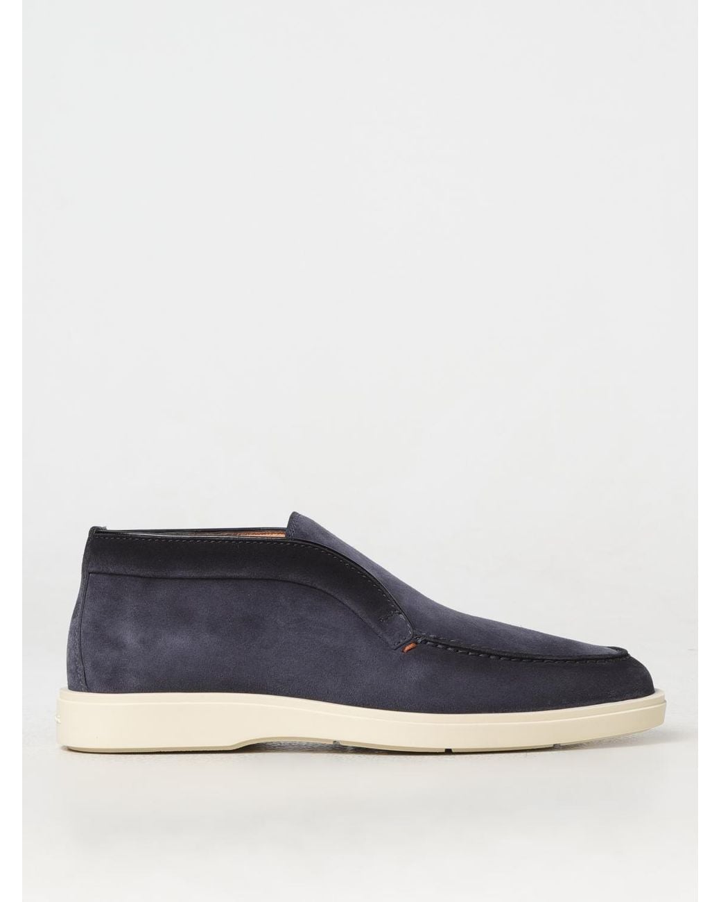 Santoni Blue Suede Chukka Boots for men