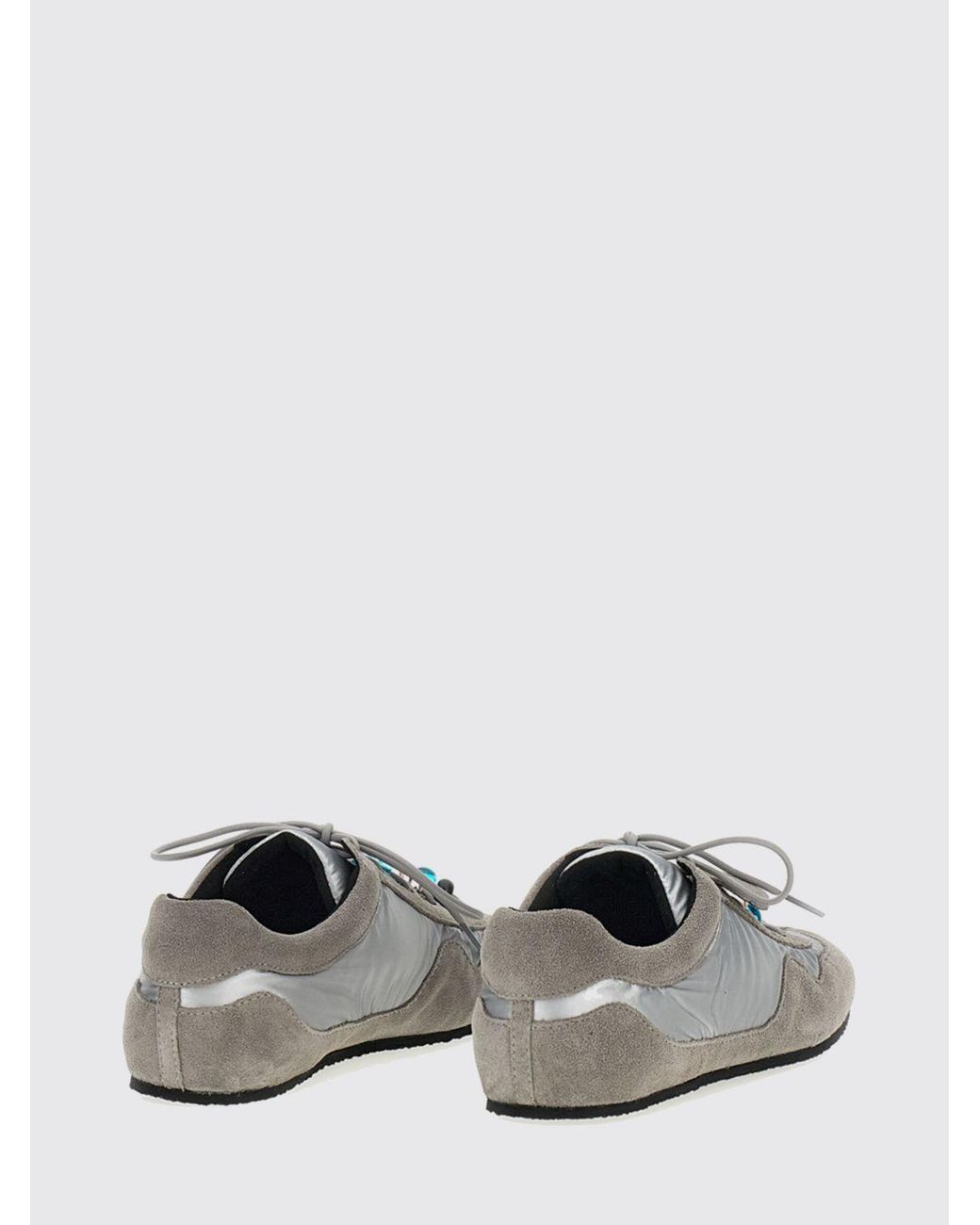 CECILIE BAHNSEN White Blaise Suede And Nylon Sneakers With Beads