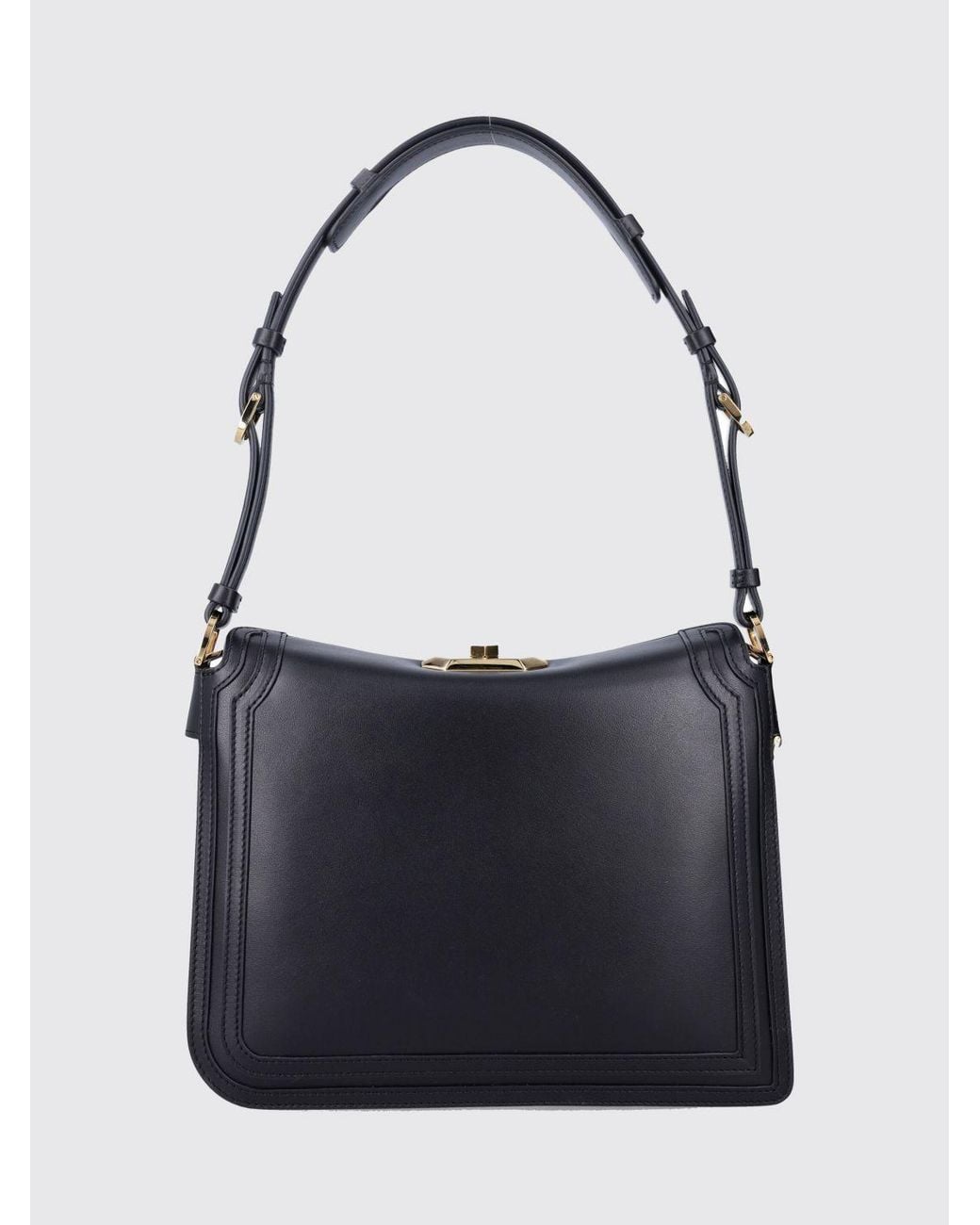 Lanvin Blue Smooth Calfskin Leather Shoulder Bag With Turn-Lock Closure