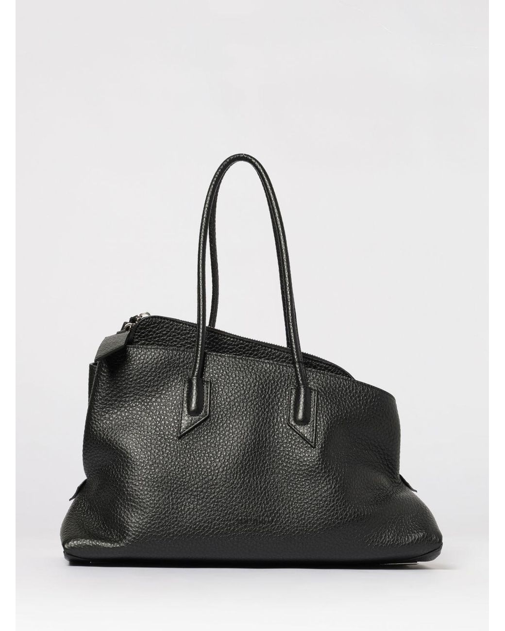 The Attico Black La Passeggiata Medium Grained Leather Bag