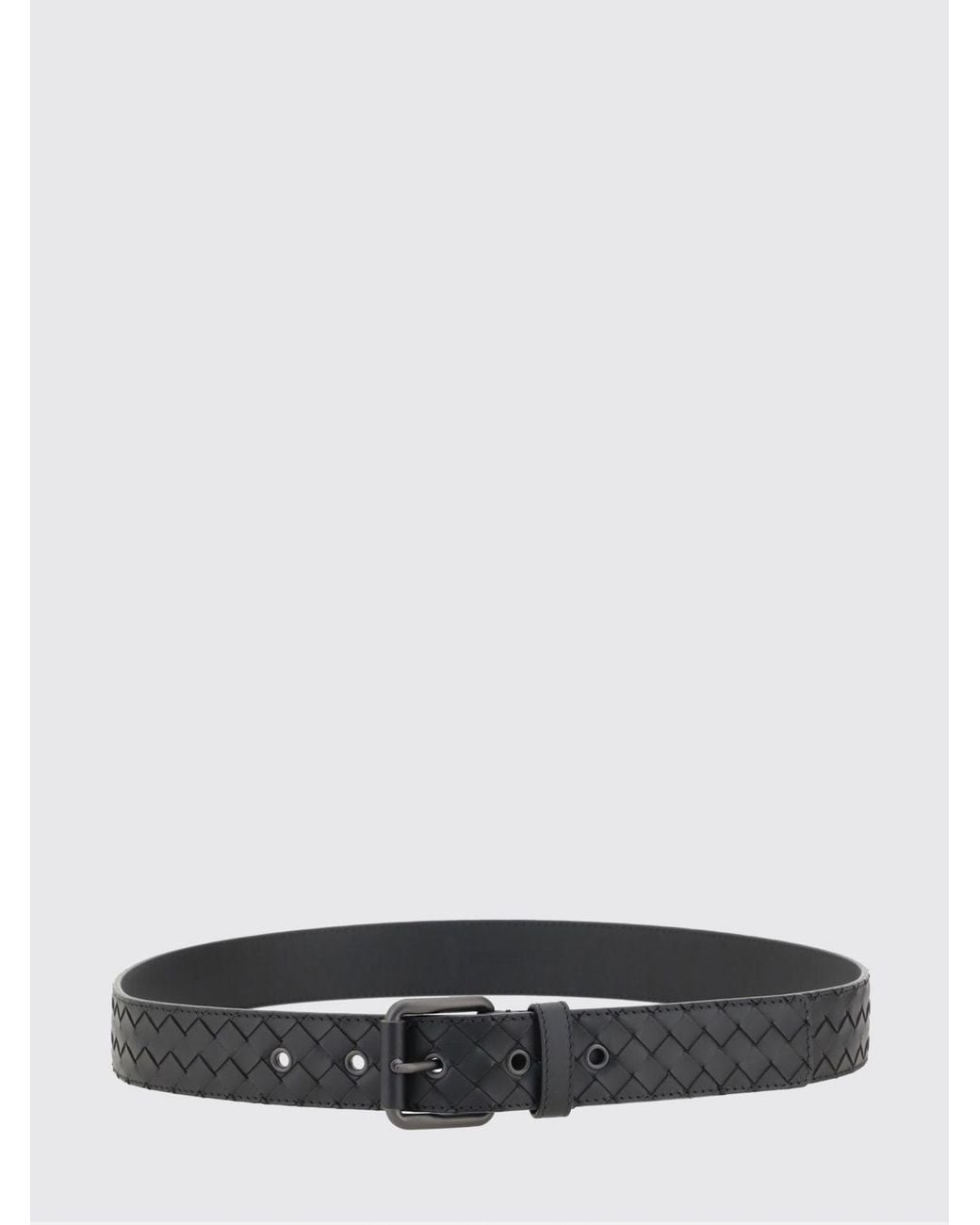 Bottega Veneta White Intrecciato Weave Calfskin Leather Belt for men