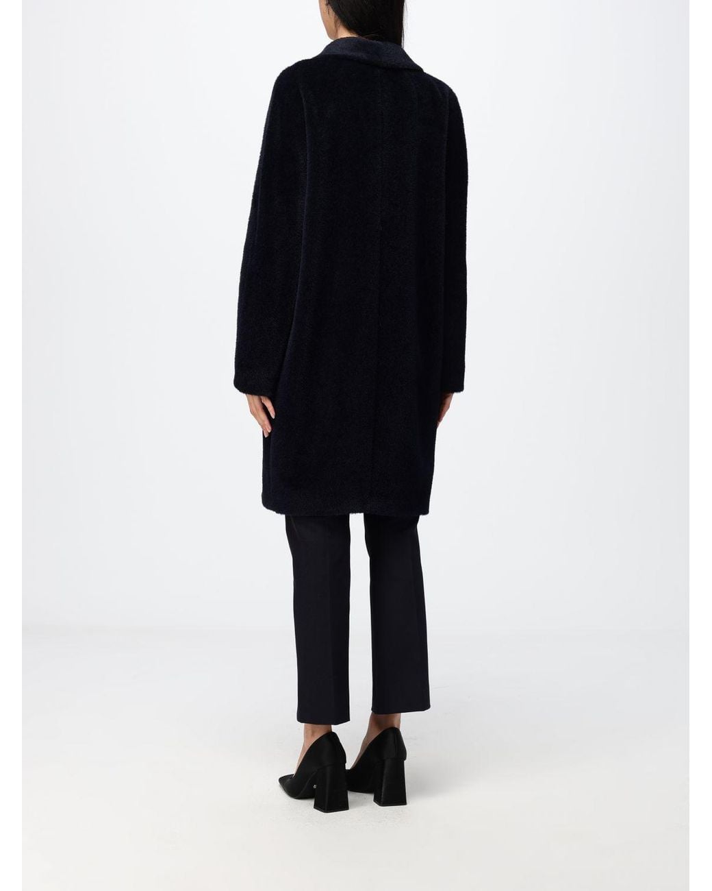 Max Mara Blue Knee-Length Double-Breasted Coat