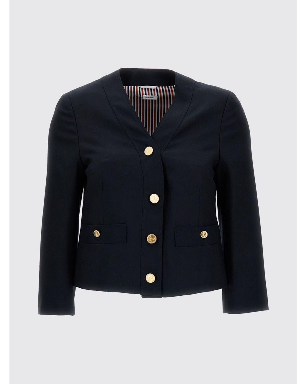 Thom Browne Blue Cropped Slim Fit Blazer