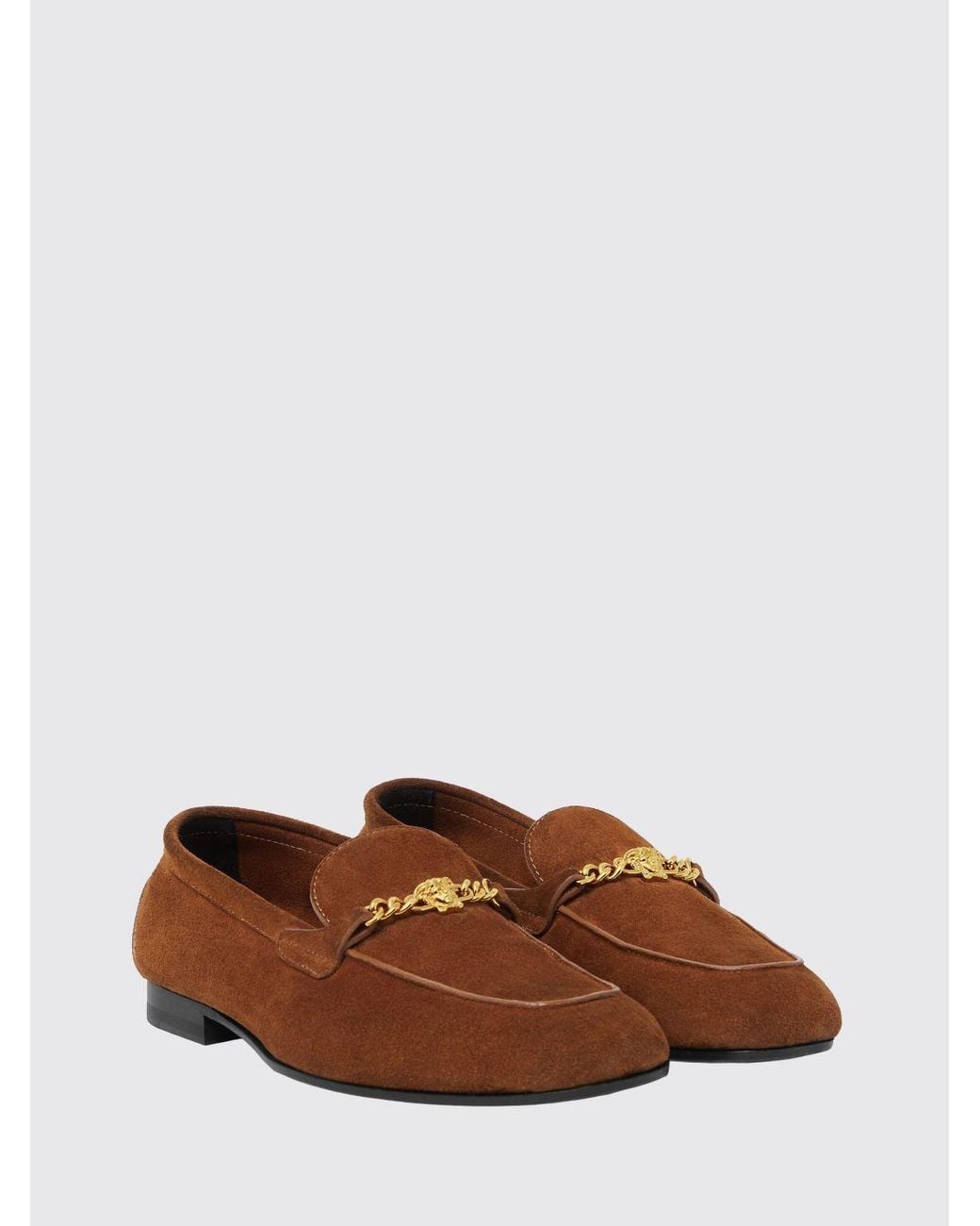 Versace Brown Wildleder-Loafer Mit Medusa-Morsetto