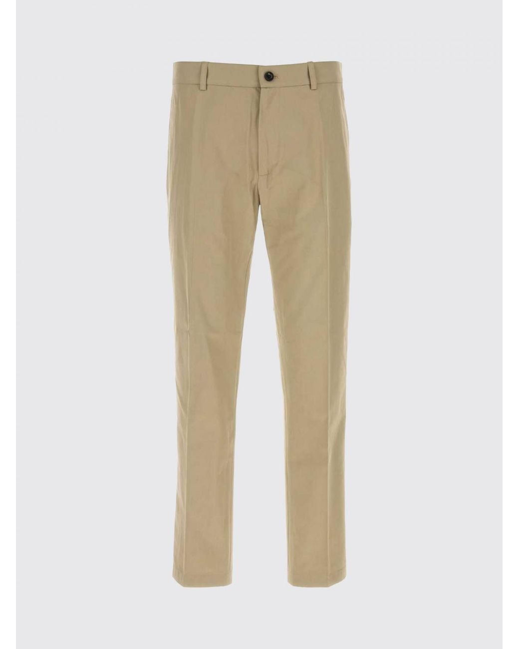 Burberry Natural Slim Fit Cotton Chino Trousers With Slant Pockets for men