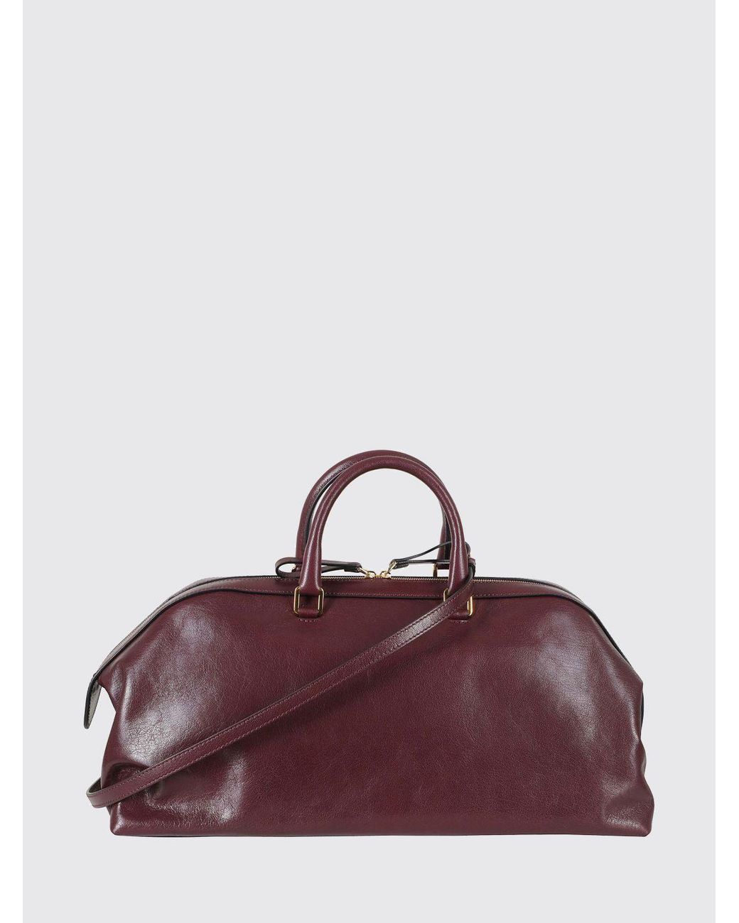 Alberta Ferretti Purple Large Smooth Leather Handbag With Foil Logo
