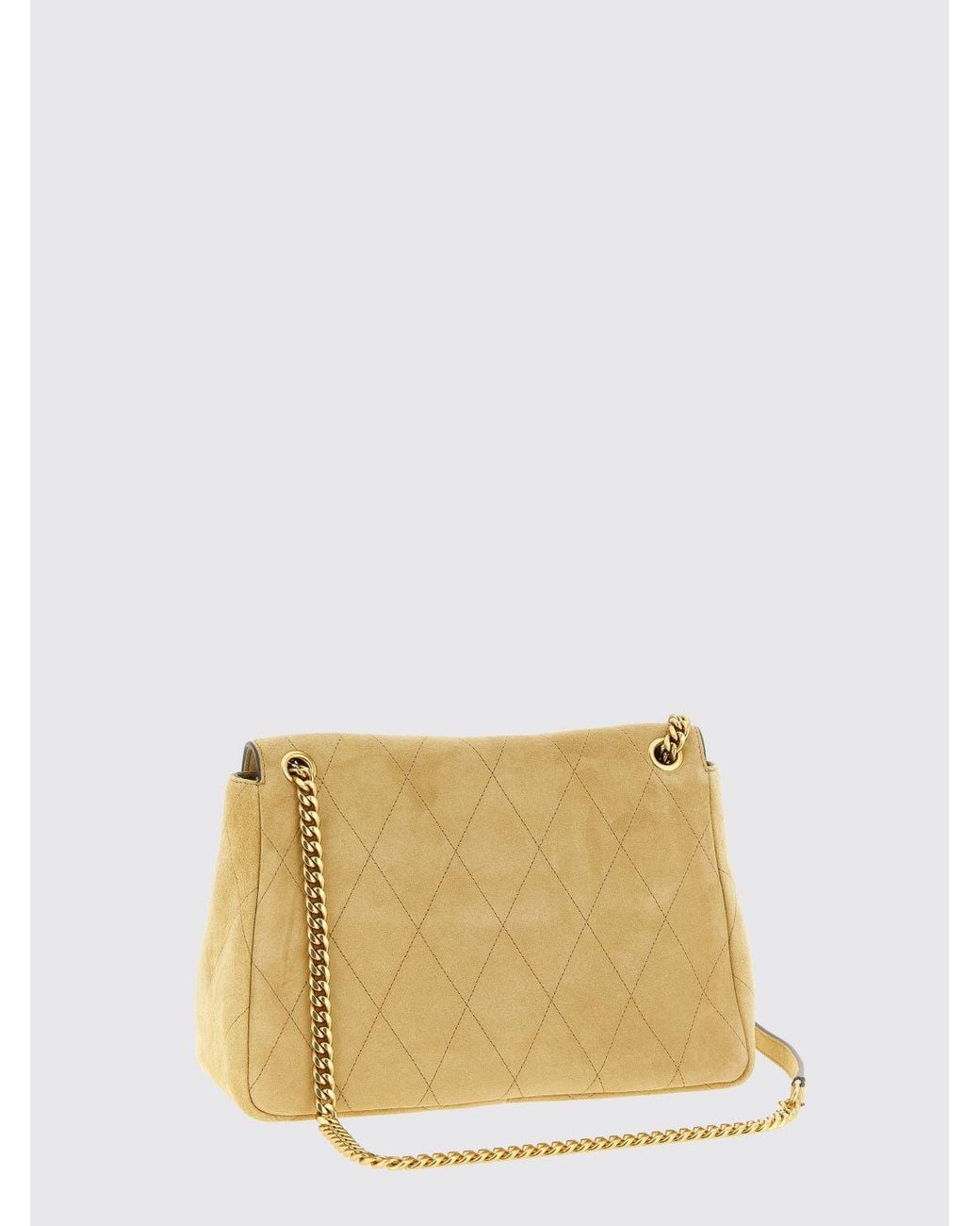 Tory Burch Natural Charlie Suede Shoulder Bag With Sliding Handle