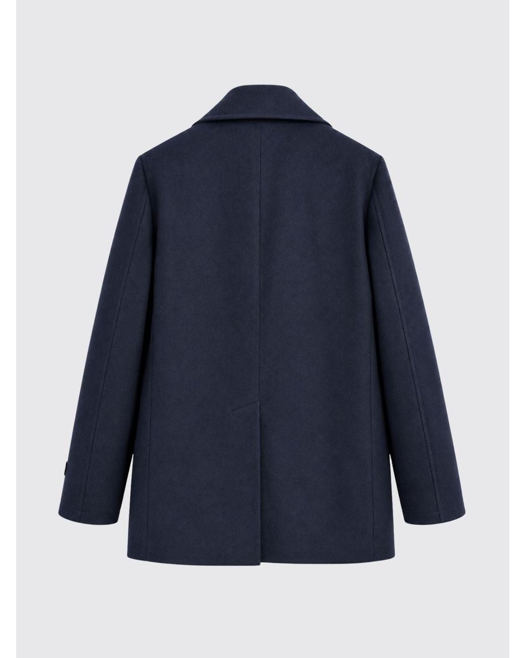 Canali Blue Double-Breasted Wool Blend Peacoat With Slit Pockets for men
