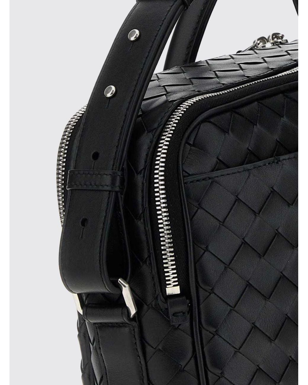 Bottega Veneta Black Getaway Intrecciato Calfskin Briefcase With Knot Charm Detail for men