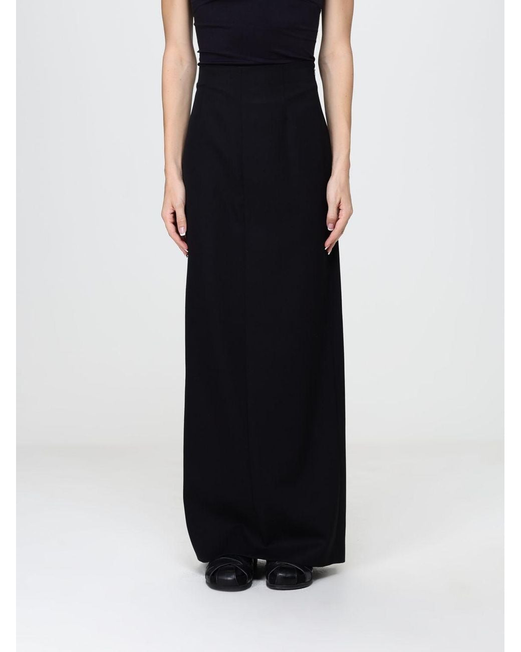 Maison Margiela Black High-Waisted Wool Wide-Leg Trousers With Four Stitches