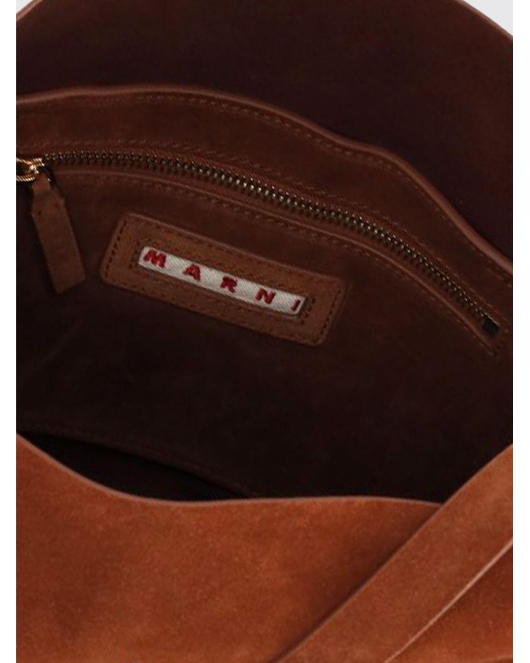 Marni Brown Museo Calfskin And Suede Tote Bag With Top Handle