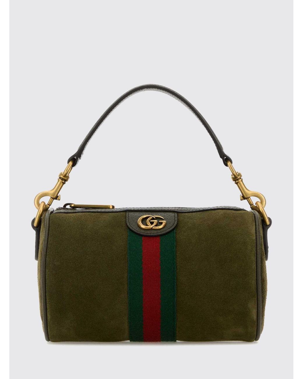 Gucci Green Ophidia Cylindrical Suede Shoulder Bag With Web Stripe for men