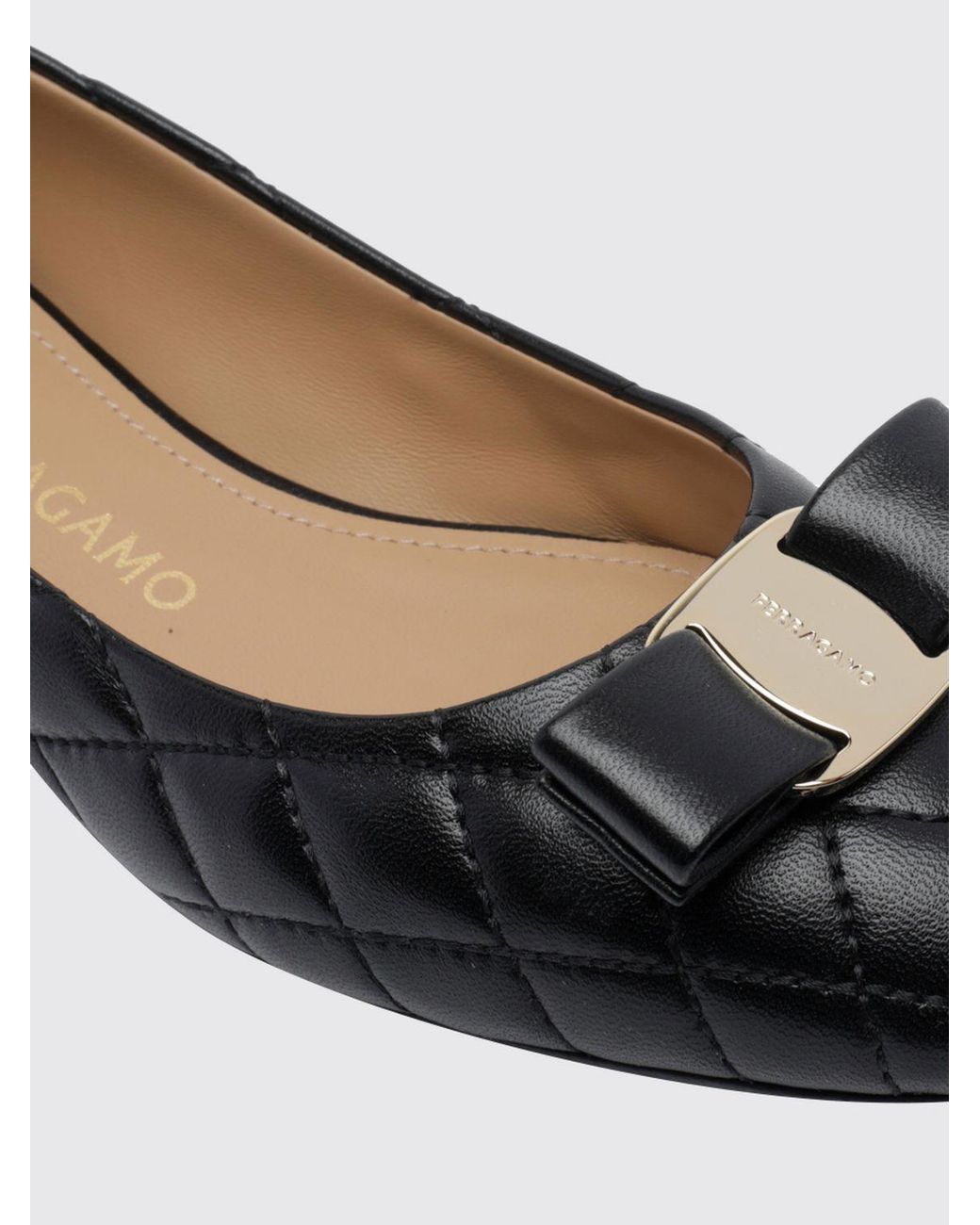 Ferragamo White Varina Quilted Nappa Ballet Pumps With Bow
