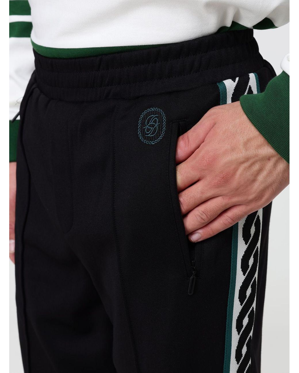 Drole de Monsieur Black Cotton-Blend Jogging Trousers With Side Bands for men