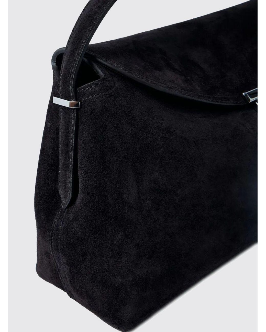 Totême Black T-Lock Suede Top Handle Bag