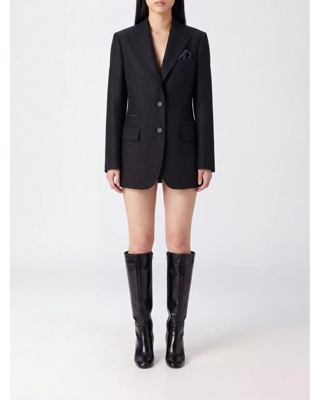 Peserico Black Single-Breasted Virgin Wool-Blend Blazer With Lapel Collar
