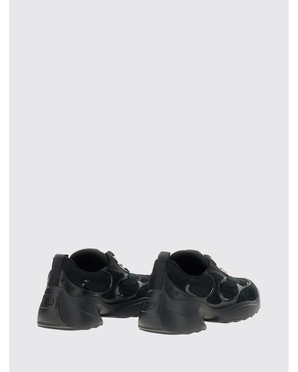 Roger Vivier Black Viv' On The Run Leather And Mesh Sneakers With Chunky Sole