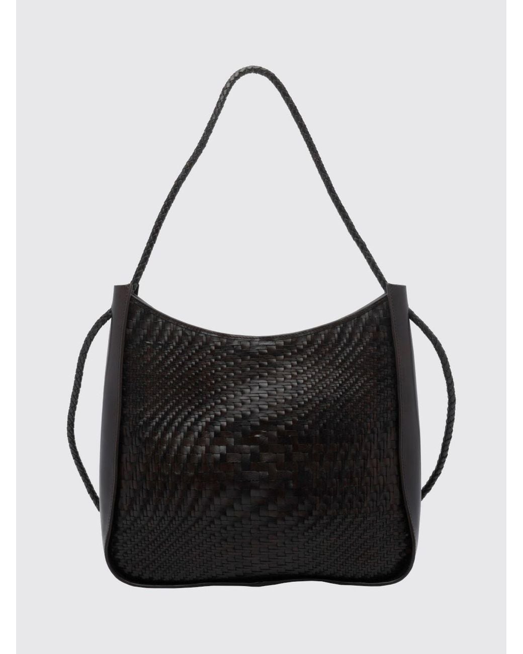 Dragon Diffusion Black Woven Leather Tote Bag With Single Handle