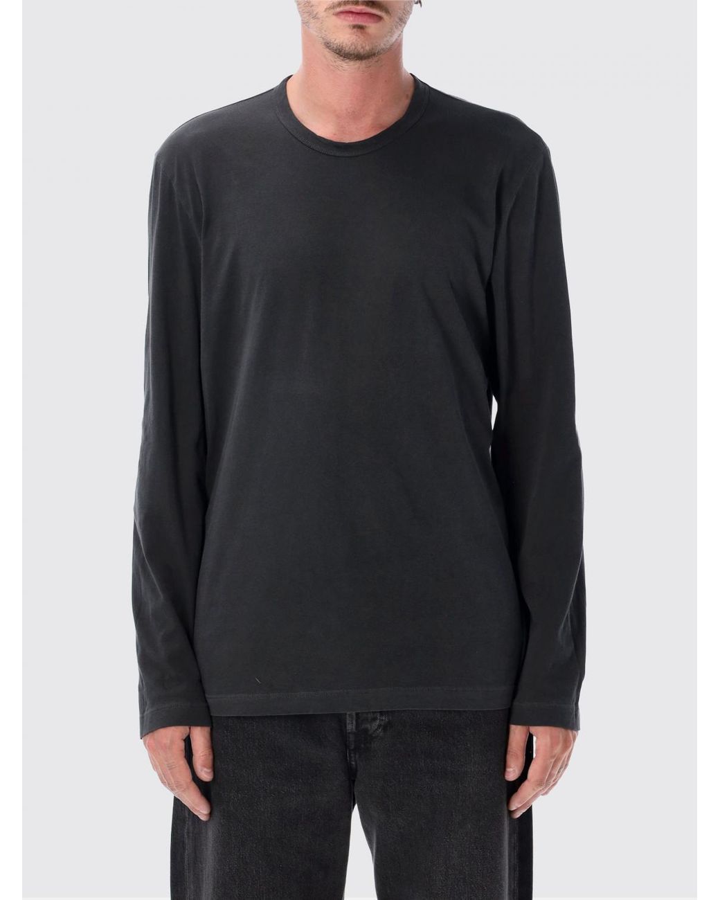 James Perse Blue Long-Sleeved Cotton T-Shirt With Crew Neck for men