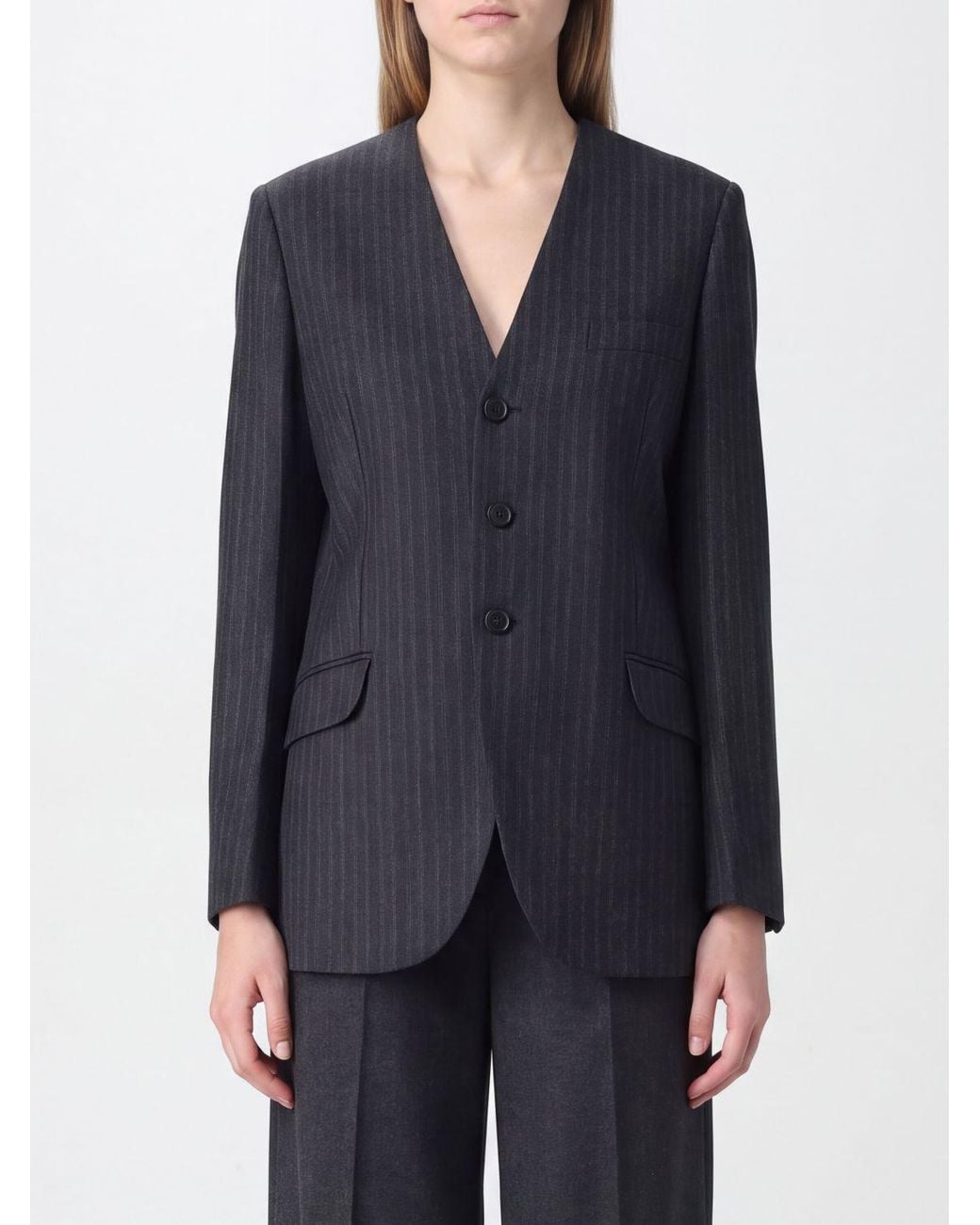 Jil Sander Blue Pinstriped Wool Single-Breasted Blazer