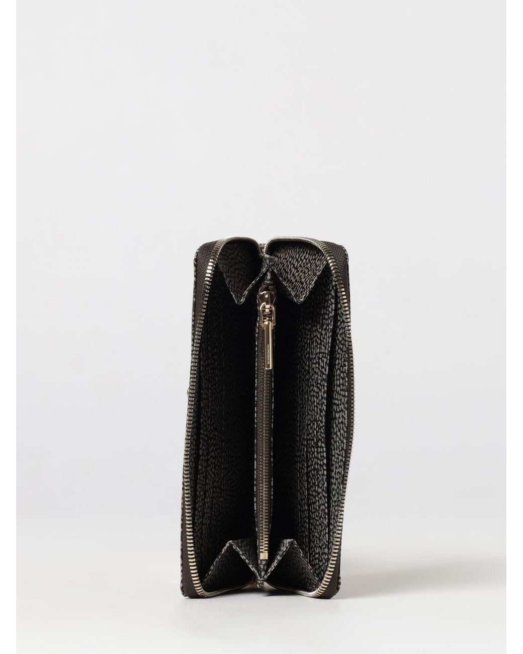 Cartera Continental De Nailon Reciclado Con Estampado De Lunares Borbonese de color Gray