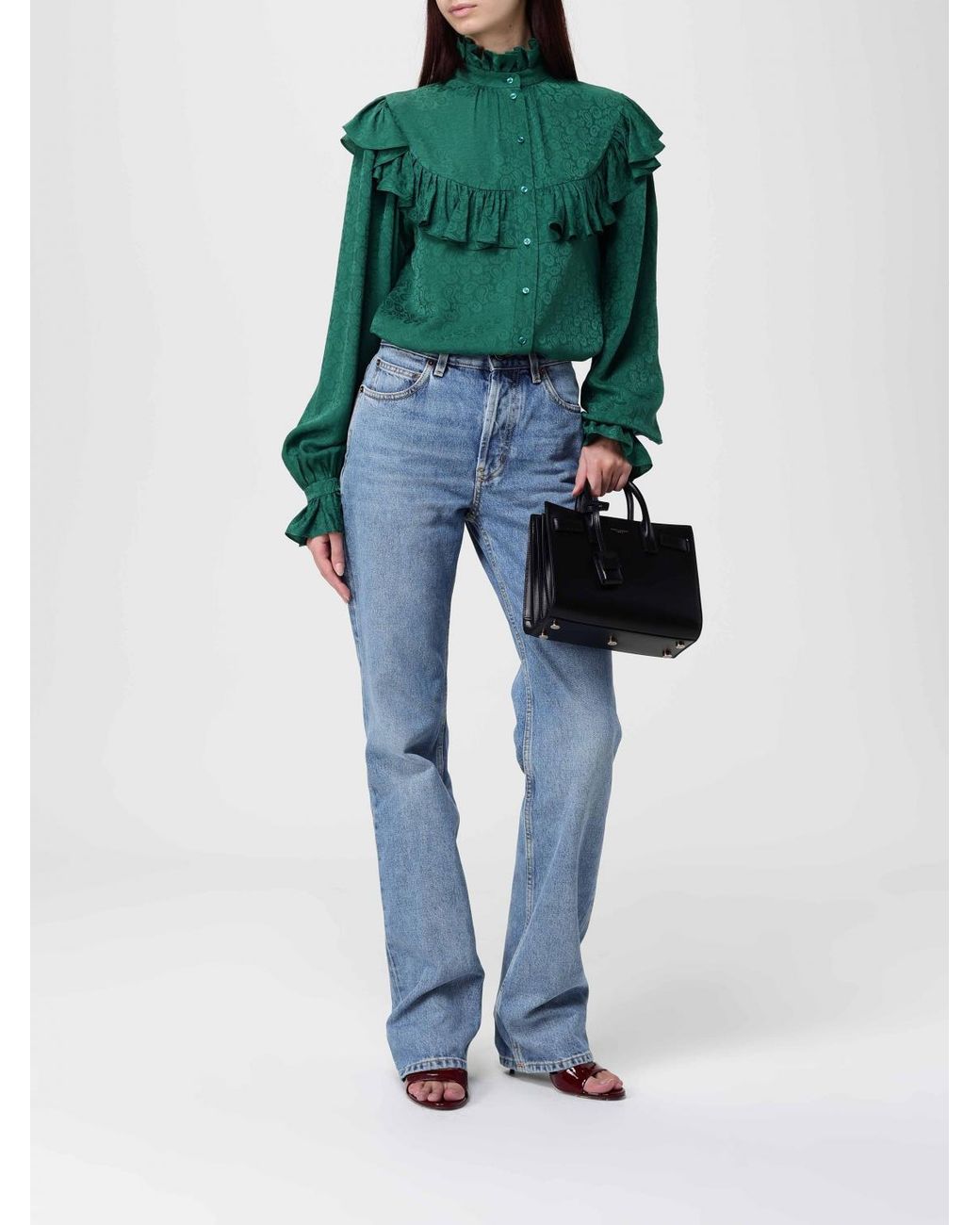 Saint Laurent Black Sac De Jour Nano Palmellato Leather Bag