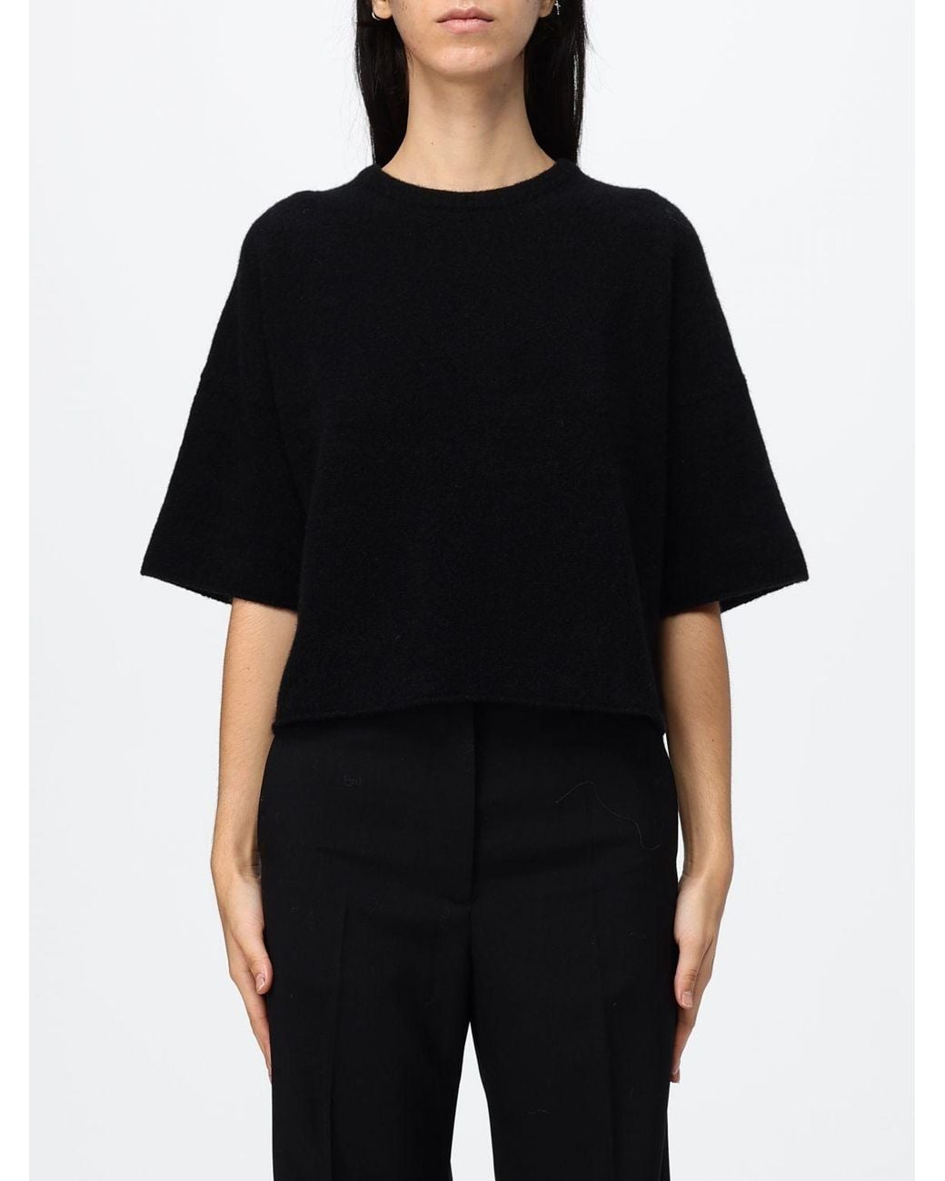 Filippa K Black Cotton Crew-Neck T-Shirt With Short Sleeves And Tonal Logo