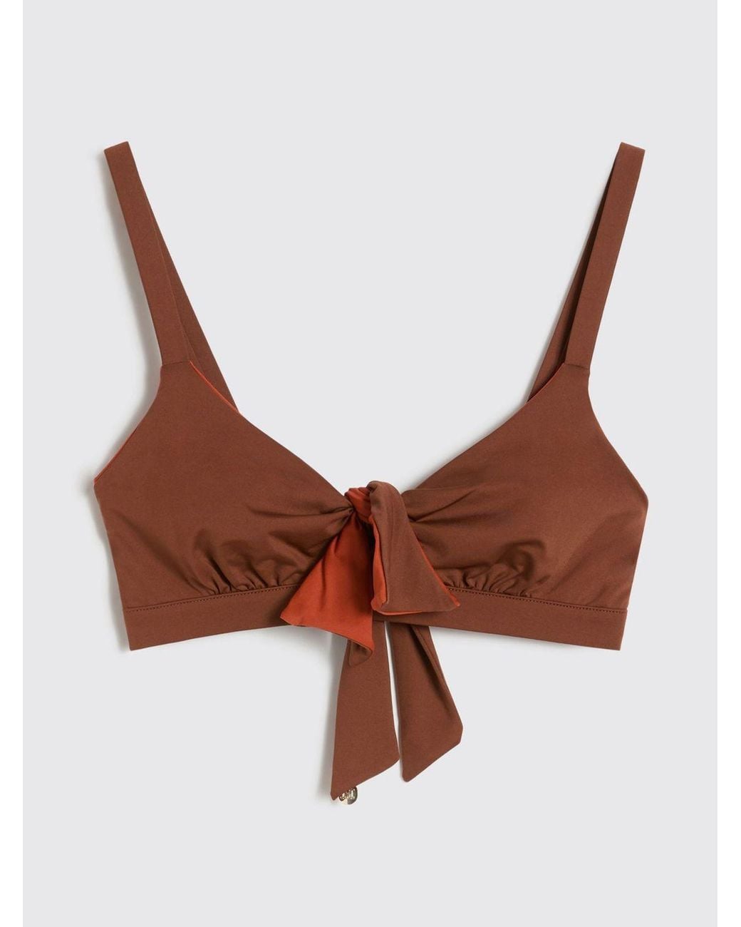Max Mara Natural Off-The-Shoulder Polyamide V-Neck Bikini Top
